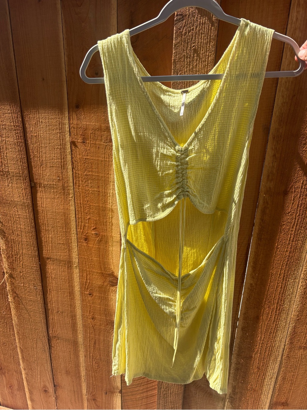 Free People Yellow Cutout Ruched Mini Dress Size M